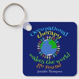 Llavero Cita terapista ocupacional azul personalizado