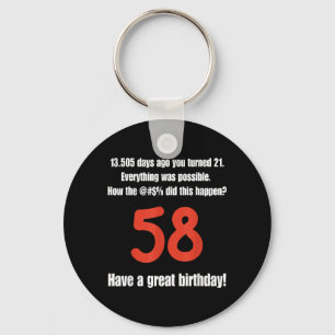 Llavero Citas divertidas para el cumpleaños 58 Cumpleaños
