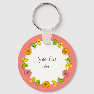 Llavero Citrus Circle Pink Text aluminio doble cara