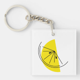 Llavero Citrus Lemon Text keychain cuadrado de doble cara