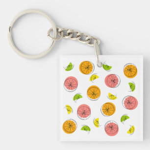 Llavero Citrus Multi Text keychain cuadrado de doble cara