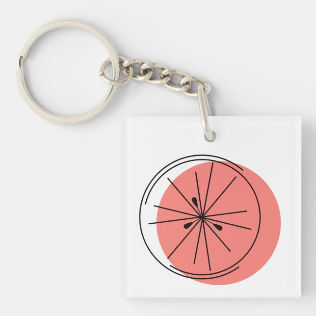 Llavero Citrus Pink keychain cuadrado de doble cara (Frente)