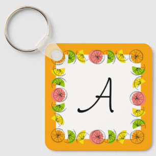 Llavero Citrus Square Monograma de Naranja aluminio