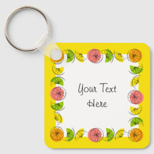 Llavero Citrus Square Yellow Text aluminio doble cara