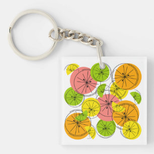 Llavero Citrus Text keychain cuadrado de doble cara
