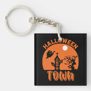 Llavero Ciudad de Halloween - Casa y calabaza embrujada