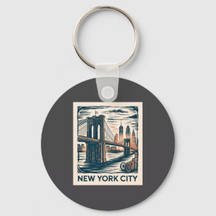 Llavero Ciudad de Nueva York Puente de Brooklyn Retro Bold