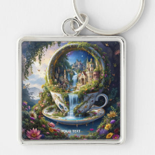 Llavero Ciudad de tazas ornamentadas de fantasía