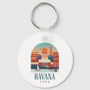 Llavero Ciudad Retro Mínima de la Isla de La Habana Cuba