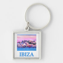 Ciudad y puerto viejos de Ibiza del poster retro