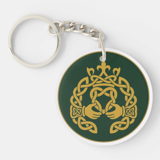 Llavero Claddagh de Nudillo Dorado (Frente)