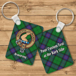 Llavero Clan Armstrong Escudo sobre Tartan Keychain