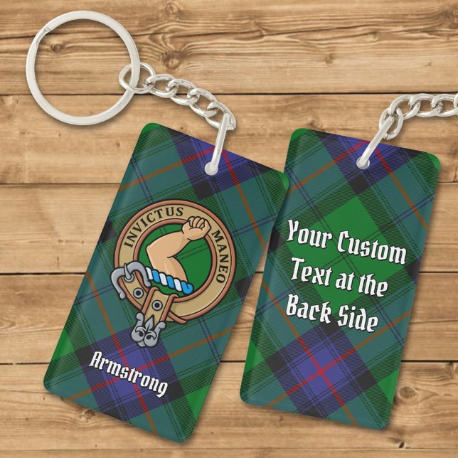 Llavero Clan Armstrong Escudo sobre Tartan Keychain (Subido por el creador)