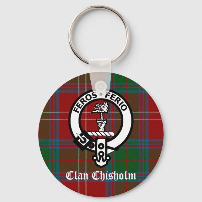 Llavero Clan Chisholm Tartan & Escudo Badge (Anverso)