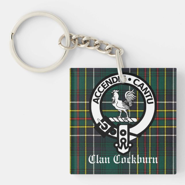 Llavero Clan Cockburn Escudo Badge y Tartán (Frente)