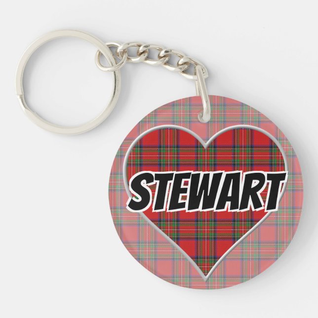 Llavero Clan Flash Stewart Tartán Heart (Frente)