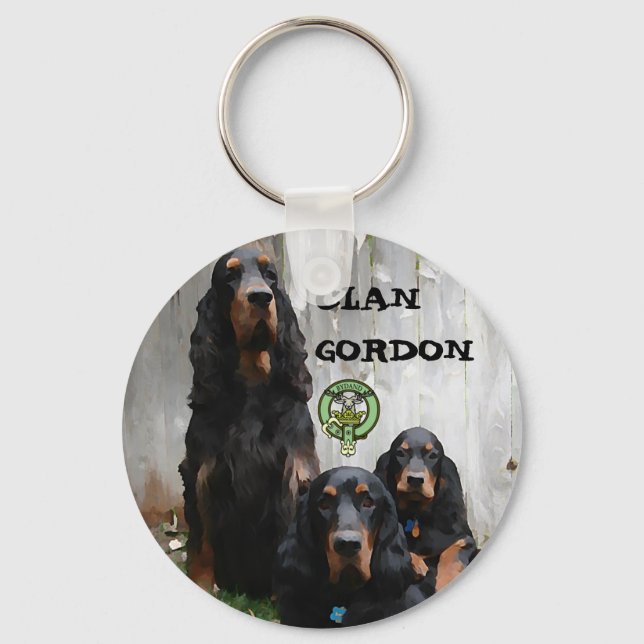 Llavero CLAN GORDON, Gordon Setter Painting Keychain (Anverso)