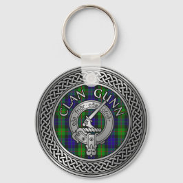 Llavero Clan Gunn Escudo y Tartan Knot Keychain