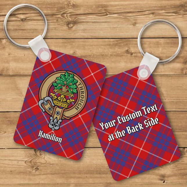 Llavero Clan Hamilton Escudo sobre Red Tartan Keychain (Subido por el creador)