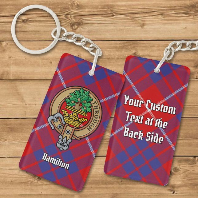 Llavero Clan Hamilton Escudo sobre Red Tartan Keychain (Subido por el creador)