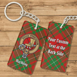 Llavero Clan MacAulay Escudo sobre Tartan Keychain