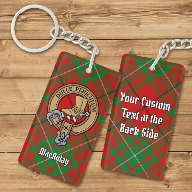 Llavero Clan MacAulay Escudo sobre Tartan Keychain (Subido por el creador)