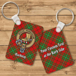 Llavero Clan MacAulay Escudo sobre Tartan Keychain