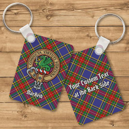 Llavero Clan MacBeth Escudo sobre Tartan Keychain