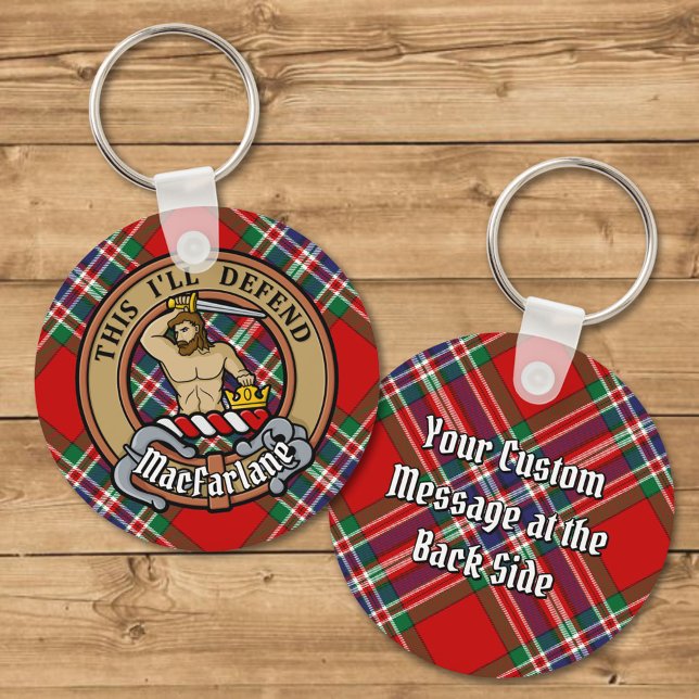 Llavero Clan MacFarlane Escudo sobre Tartan Keychain (Subido por el creador)