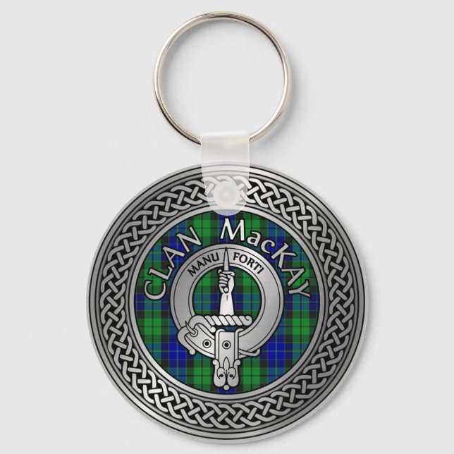 Llavero Clan MacKay Escudo y Tartan Knot Keychain (Anverso)