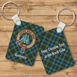 Llavero Clan MacKenzie Escudo sobre Tartan Keychain