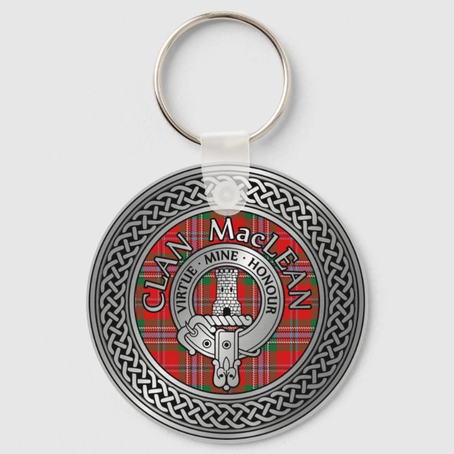Llavero Clan MacLean Escudo y Tartan Knot Keychain (Anverso)