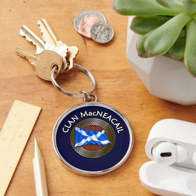 Llavero Clan MacNeacail Tartan Knot & Flag (Escritorio )