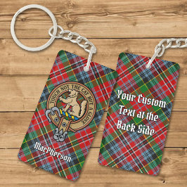 Llavero Clan MacPherson Escudo sobre Tartan Keychain