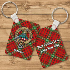 Llavero Clan Morrison Escudo sobre Red Tartan Keychain