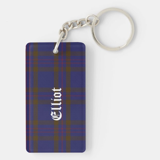 Llavero Clan personalizado Elliot Tartan Plastic Key Chain (Atrás)