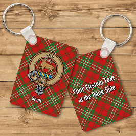 Llavero Clan Scott Escudo sobre Red Tartan Keychain