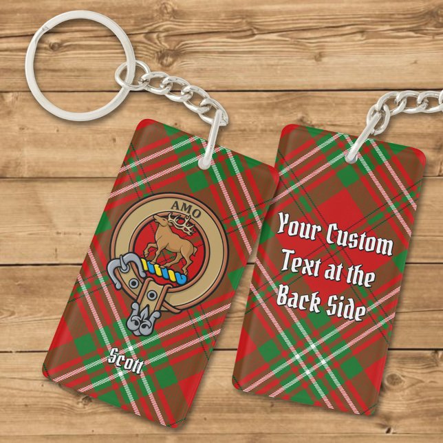 Llavero Clan Scott Escudo sobre Red Tartan Keychain (Subido por el creador)
