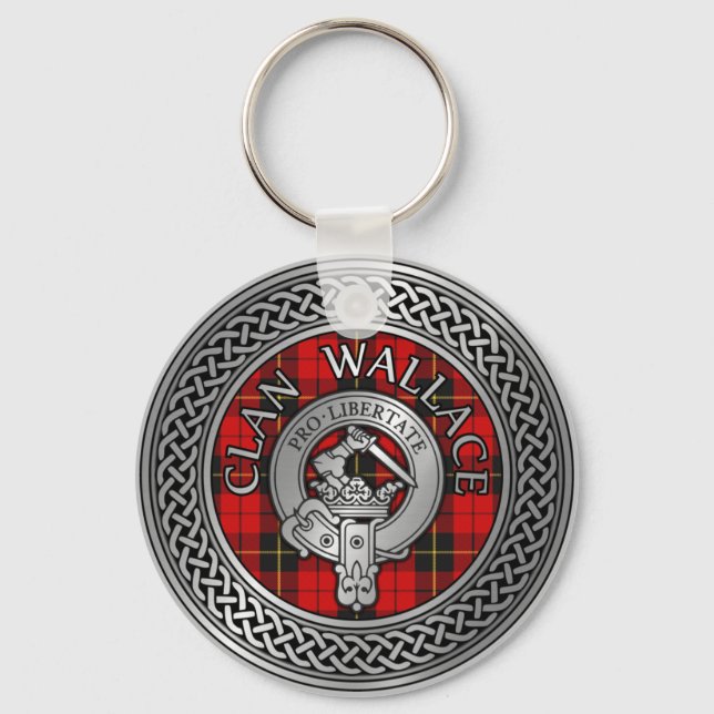 Llavero Clan Wallace Escudo y Tartan Knot (Anverso)