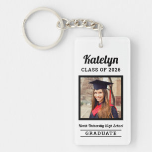 Llavero Clase blanca personalizada de la foto de graduació