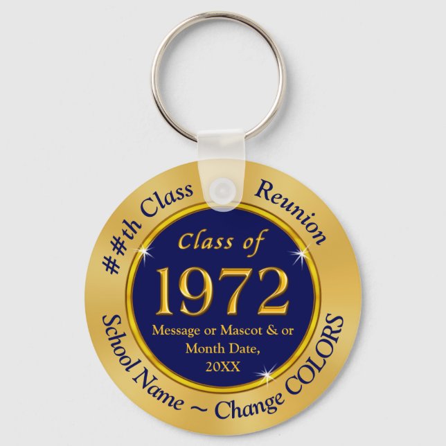 Llavero Clase de 1972 Favors, Keychain Navy Blue and Gold (Anverso)