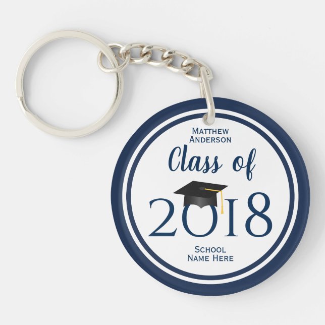 Llavero Clase de 2018 Graduado elegante de licenciatura (Frente)
