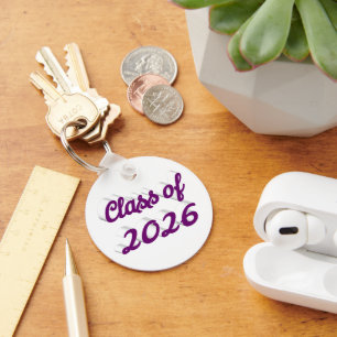 Llavero Clase de 2026 graduación en letra morada