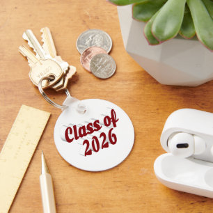 Llavero Clase de 2026 texto borgoña graduación