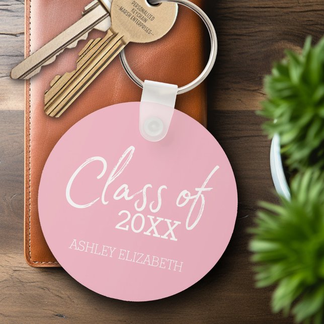 Llavero Clase de AÑADIR TU fiesta de graduación anual (Personalized Keychain - Graduation Party Favor)