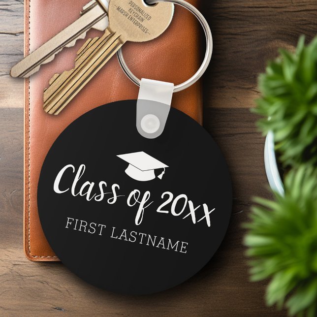 Llavero Clase de Año y Título de Graduación - Negro (Personalized Keychain - Graduation Party Favor)