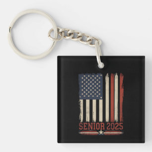 Llavero Clase de graduación Senior 2025 bandera americana 