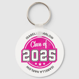 Llavero Clase de nombre de graduado rosado 2025
