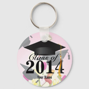 Llavero Clase elegante de la graduación rosada 2014