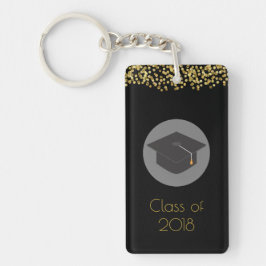 Llavero Clase Faux Gold Confetti & Graduation Cap de 20xx